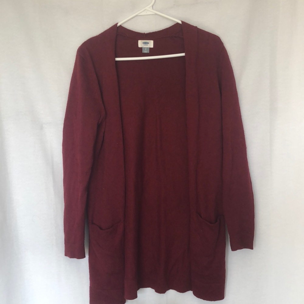 red cardigan